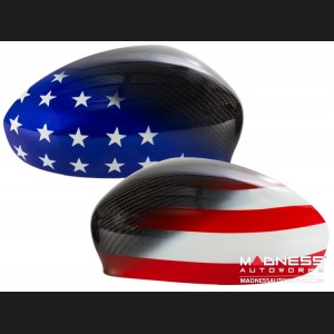 Alfa Romeo 4C Mirror Covers - Carbon Fiber - Full Replacemens - American Flag 