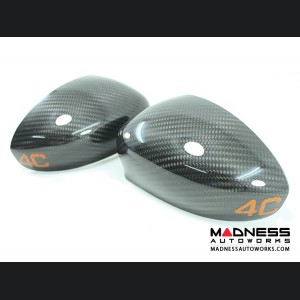 Alfa Romeo 4C Mirror Covers - Carbon Fiber - Full Replacements - Orange 4C 