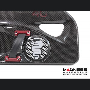 Alfa Romeo 4C Carbon Fiber Speaker Grill Covers - Alfa Logo in White 