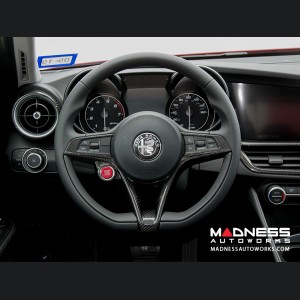 Alfa Romeo Stelvio Steering Wheel Trim - Carbon Fiber - Main Center Trim Piece  - Pre '20 Models