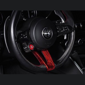 Alfa Romeo Stelvio Steering Wheel Trim - Carbon Fiber - Lower Trim Set - Red Candy - QV Model