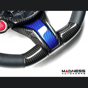 Alfa Romeo Giulia Steering Wheel Trim - Carbon Fiber - Lower Decal Trim - QV Model - 2020+ models - Blue Candy