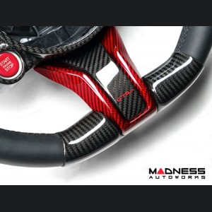 Alfa Romeo Giulia Steering Wheel Trim - Carbon Fiber - Lower Spoke Trim - QV Model - 2020+ models - Red Candy