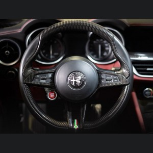 Alfa Romeo Stelvio Steering Wheel Trim - Carbon Fiber - Lower Trim Set - QV Logo - QV Model