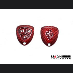 Ferrari Key Fob Cover - Carbon Fiber - Red Candy