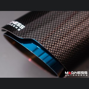 Alfa Romeo Giulia Performance Exhaust - 2.0L - MADNESS - Monza - Carbon Fiber/ Blue Flame Tips